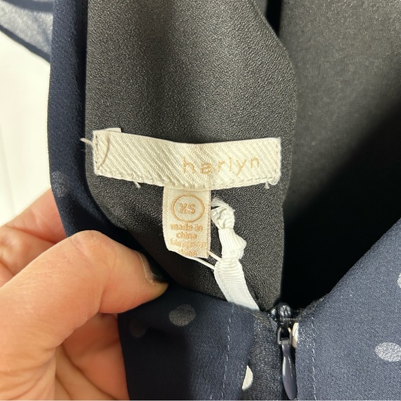 Harlyn Navy Polka Dot & Lace Sleeveless Mini Dress Extra Small - Picture 7 of 9